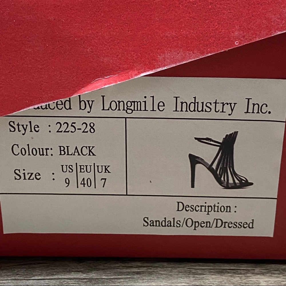 NEW Black Fringe Open Toe Stiletto Heels - Picture 8 of 9